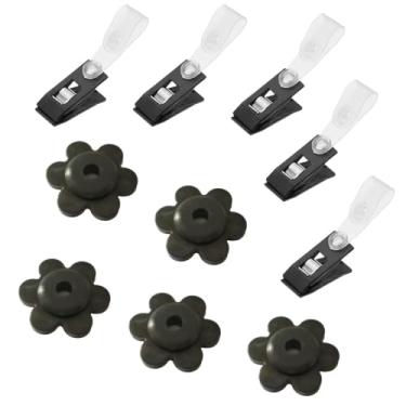 Imagem de BRAVECOW 10 peças de bandeira de jardim ao ar livre rolha de borracha e clipe de bandeira de jardim à prova de vento ajustável para fixar 5 suportes de postes de bandeira de jardim de jardim ao ar livre