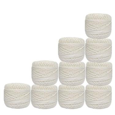 Imagem de Fio branco tricô mercerizado bordado 10 peças de algodão crochê ponto cruz tatting doilies novelos rendado artesanato tamanho 40