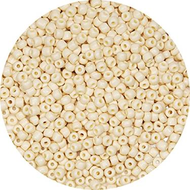 Imagem de Bala&Fillic Contas de sementes opacas de cor bege de 4 mm com cerca de 1200 peças/100 gramas em saco, 6/0 contas de vidro para fazer pulseira e colar (bege)
