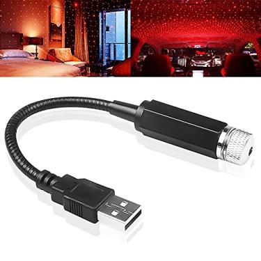 Imagem de Projetor USB Star Luz Noturna, Luzes Interiores Românticas Ajustáveis para Quarto, Carro, Teto e Festa, Plug & Play, 1 Pacote (USB-Vermelho)