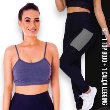 Imagem de Conjunto Top fitness ALÇA FINA bojo Feminino + Calça LEG LEGGING BOLSO