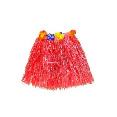 Imagem de Saia Havaiana - Adereço de Carnaval -Vermelho - 30cm - Mod:466 - 01 un