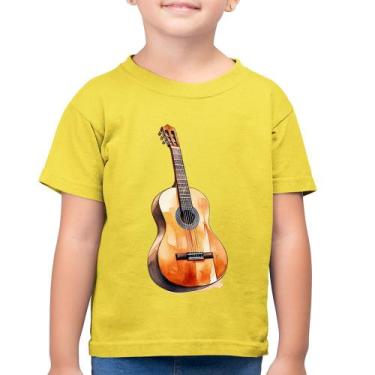 Imagem de Camiseta Algodão Infantil Violão - Foca na Moda, Amarelo canário, 12