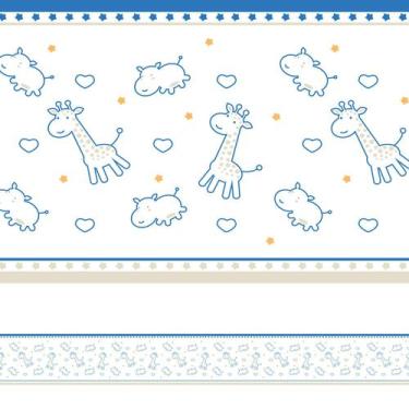 Imagem de Faixa Decorativa Infantil Girafa e Hipopótamo Azul 10mx10cm - Quartinh