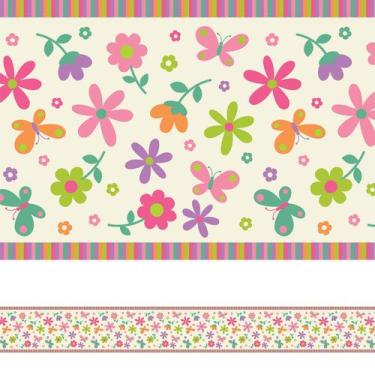 Imagem de Faixa Decorativa Adesiva Infantil Flores Borboletas 20mx10cm - Quartin