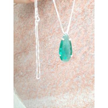 Imagem de Colar e Pingente Gota Média de Zircônia e Prata 925 Ref. 1074 - Maisbe