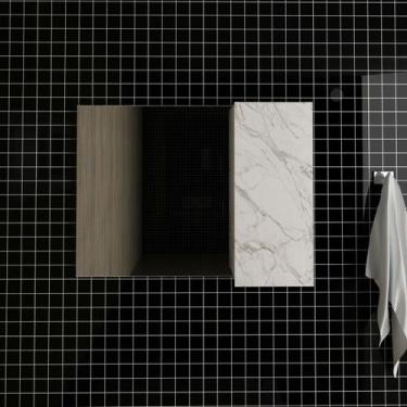 Imagem de Espelheira para Banheiro 1 Porta 3 Prateleiras 80x60cm Mármore Branco 