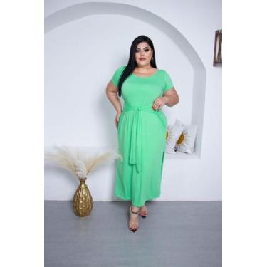 Imagem de Vestido Plus Size Longo Amarração Cintura - luh may, Verde, P