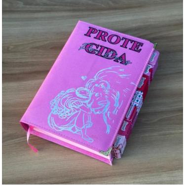 Imagem de Biblia NAA Protegida Por Deus Pink capa dura com abas adesivas já cola