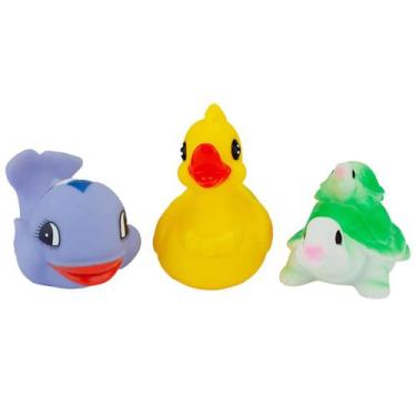 Imagem de Brinquedo Infantil Para Banho 3 Bonecos Animais Aquáticos - ETITOYS