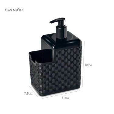 Imagem de Porta Detergente E Esponja Com Bico Dosador Rattan Preto - ARQPLAST, P