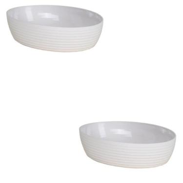 Imagem de Kit 2 Travessa Oval Com Friso LE CHEF 28x19,5x6 Cm Branca - Paramount