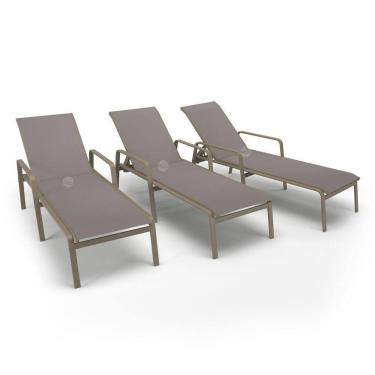 Imagem de Kit 3 Espreguiçadeiras Piscina Alumínio Fendi Tela Fendi