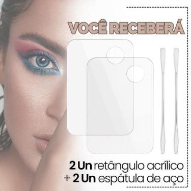 Imagem de Kit Espátula Paleta Pincel Para Mistura De Maquiagem Base Corretivo - 