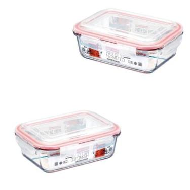 Imagem de Kit 2 Potes de Vidro Borosilicato Hermética Marmita Tampa Silicone 104