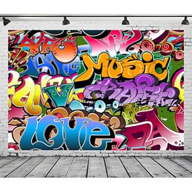 Imagem de BELECO Pano de fundo para fotografia de parede grafite, 2,7 x 1,8 m, anos 80, 90, decorações temáticas, cenário de aniversário, grafite, música, hip hop, abstrato, urbano, arte urbana, retrato, sessão