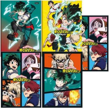 Imagem de Kit 5 Caderno Brochurão My Hero Academia Anime 80 Fls Foroni - Foroni/