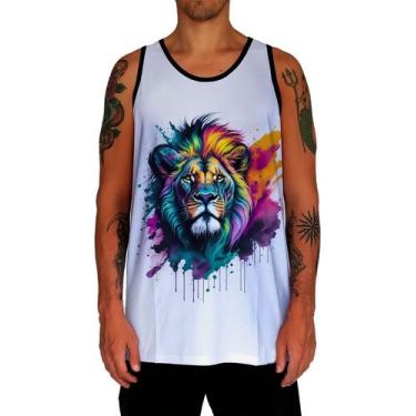 Imagem de Camiseta Regata Leão Rei da Selva Savana Rosto Estampa HD 3 - Enjoy Sh