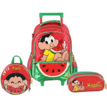 Imagem de Kit Mochila Rodinhas 2 em 1 Lancheira Estojo Mônica Magali - Luxcel, V