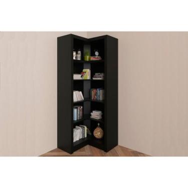 Imagem de Estante Livreiro Casal ME4132 de Canto c/ 4 Prateleiras Preto - Tecno 