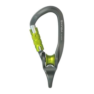 Imagem de UGPLM Mosquetão de polia de escalada em forma de D Mosquetão de parafuso de travamento Mosquetão portátil com clipe de pressão Mosquetão de travamento