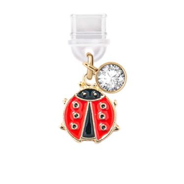 Imagem de ELISE & FONDA TP474 Tipo-C porta de carregamento plugue antipoeira pequena joaninha pingente de telefone celular para iPhone 15/16/Samsung/OnePlus/Xiaomi/oppo telefones Android (vermelho), approx. 1.8