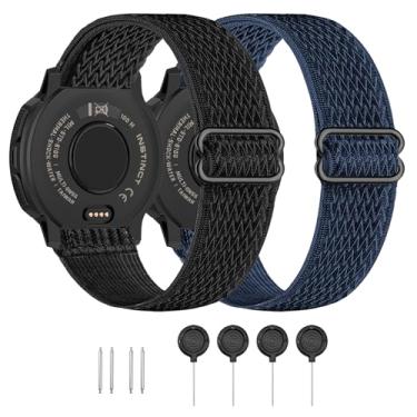 Imagem de HQzon Pulseira elástica de nylon de 22 mm compatível com relógio Garmin Instinct 1/2/3 de 45 mm Solar/Forerunner 965, pulseira de substituição esportiva macia e respirável para Fenix 8 de 47 mm