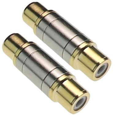 Imagem de CESS Conector adaptador de acoplador fêmea RCA dourado para RCA (pacote com 2)
