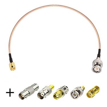 Imagem de Superbat Cabo SMA macho para BNC macho 0,9 m + 5 peças kit adaptador coaxial RF cabo SMA para BNC kit de cabo adaptador SMA BNC para aplicações RF/antenas/dispositivos LAN sem fio/rádios Wi-Fi, antena