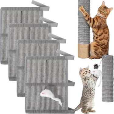 Imagem de Dansydaisy 4 peças de lixa de sisal para unhas de gato, arranhador, 28 x 38 cm, tecido de sisal, protetor de arranhões para sofá e gatos, envolve a perna da mesa para aparar as unhas do gato e