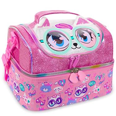 Imagem de YOYTOO Lancheira térmica térmica de dois andares infantil, bolsa de refeição grande de volta às aulas para meninos, meninas, homens, mulheres, com alça ajustável, gato