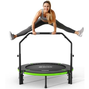 Imagem de BCAN Mini trampolim dobrável de 40 "/48", trampolim rebote para adultos, alça de espuma ajustável em forma de u/t, rebote de exercício para crianças, adultos, treino interno/jardim, carga má