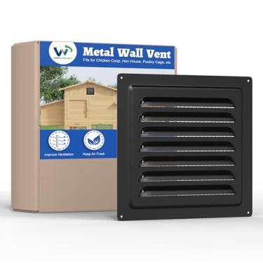 Imagem de Wintcomfort Ventilação de parede de metal para galinheiro, ventilação de galpão de metal de 15 cm x 15 cm com tela embutida para antidetritos, grade de ventilação para galinheiro, galinheiro, gaiola