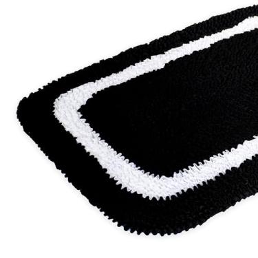Imagem de Kit 2 Tapetes 60cm x 40cm Frufru Multiuso Malha Gel Decoração Sala Quarto Cozinha (PRETO - BRANCO)