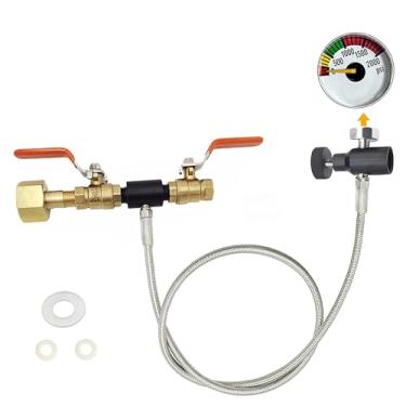 Imagem de Edsumey Mangueira adaptadora de recarga de cilindro de garrafa de co2 azul para máquina de refrigerante cga320, para recarga de garrafa de tanque de co2 azul (cga320 a tr21-4, válvula dupla