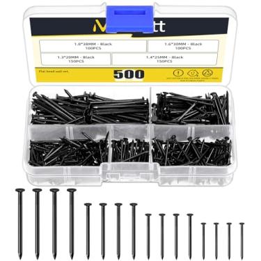 Imagem de Mardatt Kit sortido de 500 peças, 4 tamanhos, pregos para pendurar imagens, pregos pequenos, pregos de acabamento, pregos para pendurar, pregos de madeira, pregos de alfinete, pregos de parede para