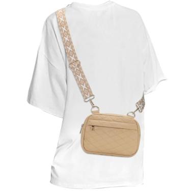 Imagem de MAXTOP Pequenas bolsas transversais acolchoadas para mulheres, pochete de viagem com alça larga ajustável, presentes para mulheres, Caqui