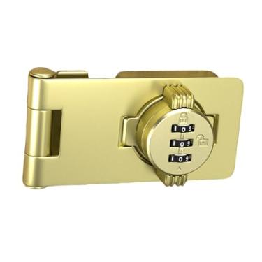 Imagem de IEUDNS Fechadura de combinação de armário com parafuso, trava de segurança com senha para banheiro, fecho rotativo, sem chave, para garagem, ambiente externo, Ouro