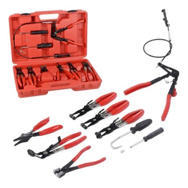 Imagem de kit de 9 peças de alicate de braçadeira de mangueira, conjunto de alicate de mangueira de longo alcance de fio flexível para aquecedor de radiador de refrigerante automotivo e mangueira de água