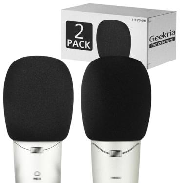 Imagem de Geekria para criadores de espuma compatível com Sennheiser MK 4, MK 8, TLM 103 Capa de espuma antipop para microfone, capa de vento de microfone, filtro de espuma de esponja (preto/pacote com 2)