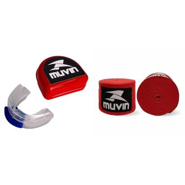 Imagem de Kit Muvin Protetor Bucal Duplo + Bandagem 5m Boxe