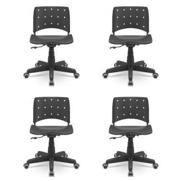 Imagem de Kit 4 Cadeiras para Escritório Ergonômica Secretária Giratória Ergoplax Mais Nr17 Preto