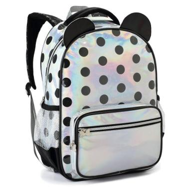 Imagem de Mochila De Costas Holográfica Bolinhas E Lacinho Denlex Preto