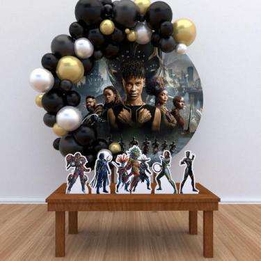 Imagem de Kit Festa Painel Redondo Decoração Pantera Negra 2 Wakanda Forever - I