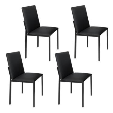 Imagem de Conjunto 4 cadeiras cozinha jantar ciplafe dubai tubo preto fosco asse