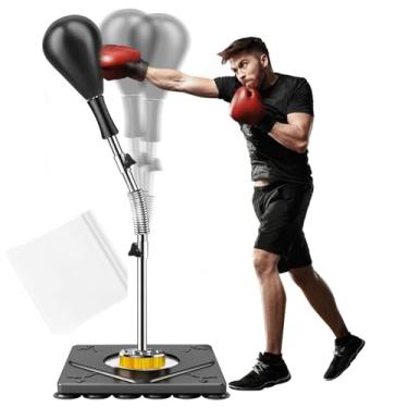 Imagem de MidFerry Saco de pancadas para adultos com adesivo de chão – Base de ventosa ajustável em altura saco de boxe com suporte, equipamento de boxe, saco reflexo, adesivo de chão ajuda a bolsa de