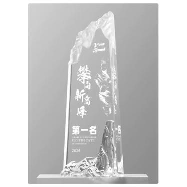 Imagem de Troféu de cristal personalizado - Prêmio premium para campeões de competição, reuniões de fim de ano e reconhecimento excepcional de funcionários - Ascenda à grandeza (2, 24 x 9 cm)