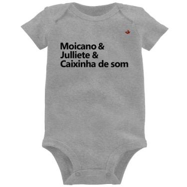 Imagem de Body Bebê Moicano & Julliete & Caixinha de Som - Foca na Moda, Cinza, 