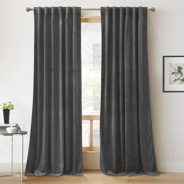 Imagem de Cortinas de Veludo Cinza RYB HOME - 213x213cm - 2 Peças