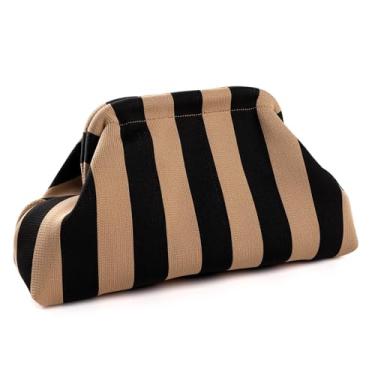 Imagem de Wrorou Sacos de Bolinho de Massa de Tecido para Mulheres Bolsa Rosa e Verde Colorblock Clutch Bolsas de Crochê Bolsas Verão Praia Clutch 2024, Preto, amarelo